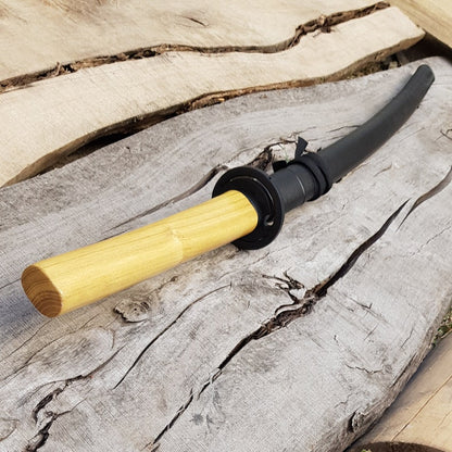Wooden bokken Daito 102 cm (40.1") with groove, patterned rubber tsuba and dome, plastic saya for Aikido and Iaido - Robinia Wood