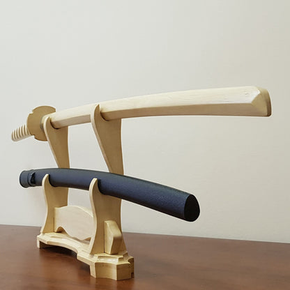 Wooden bokken Daito Deluxe with tsuba, plastic saya for Iaido - European Hornbeam