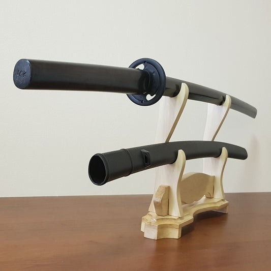 Wooden bokken Daito 102 cm (40.1") with patterned rubber tsuba and dome, plastic saya for Aikido and Kendo - Robinia Wood