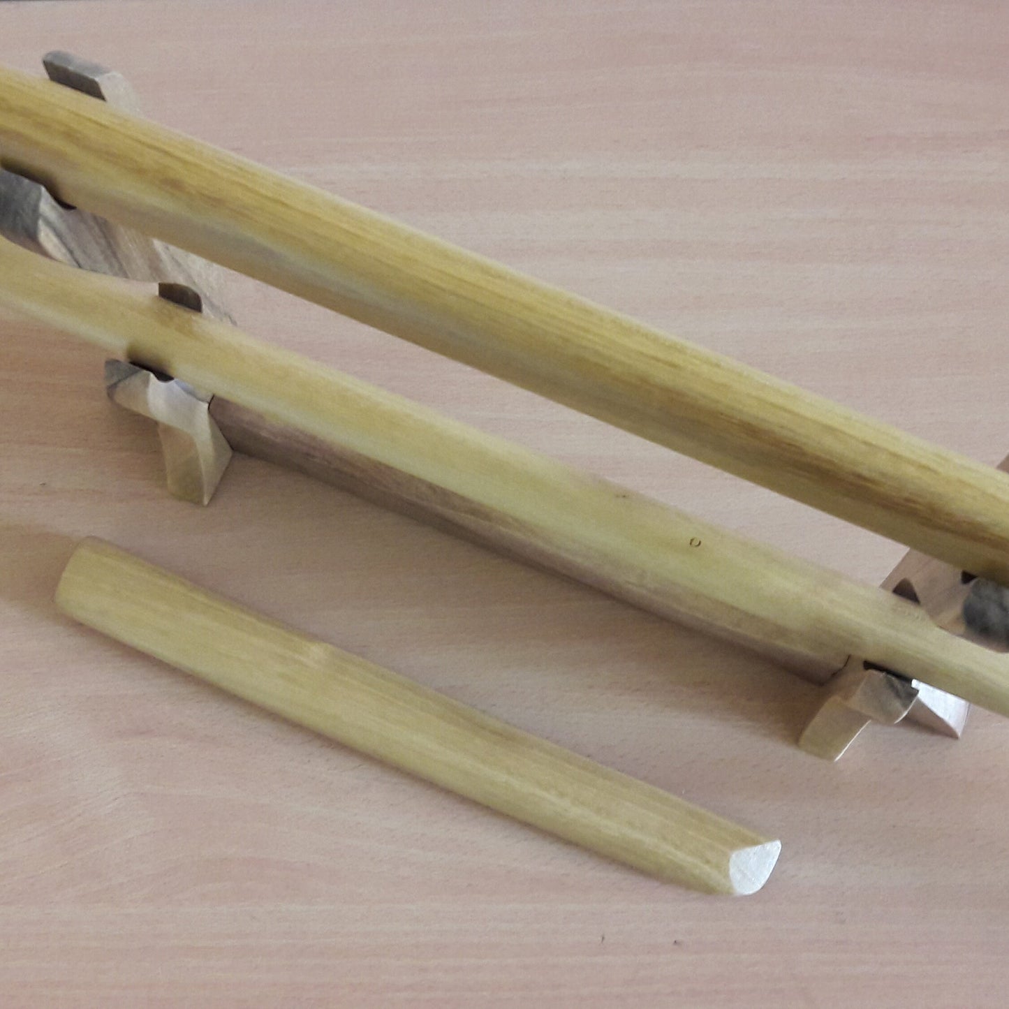 A set of wooden weapons for aikido - Bokken Bokuto 102 cm (40.1"), jo 128 cm (50.4"), tanto - Robinia Wood