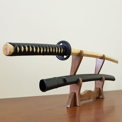 Bokken Daito 102 cm (40.1") with saya, sageo, tsukamaki, patterned rubber tsuba