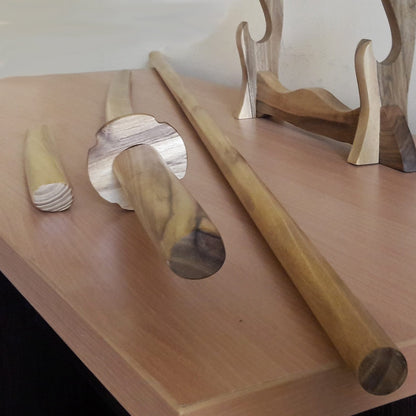 A set of wooden weapons for aikido - Bokken Daito 102 cm (40.1") with tsuba, jo 128 cm (50.4"), tanto - Robinia Wood