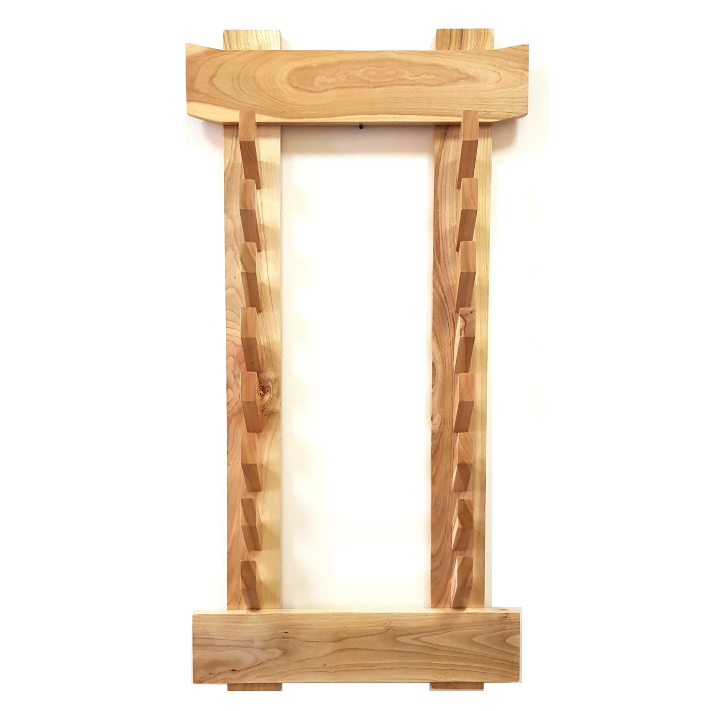 The Wall Stand for Weapons Japanese Style - Sword, Bokken, Staff - 8 Layer - Natural Wood (Ash)