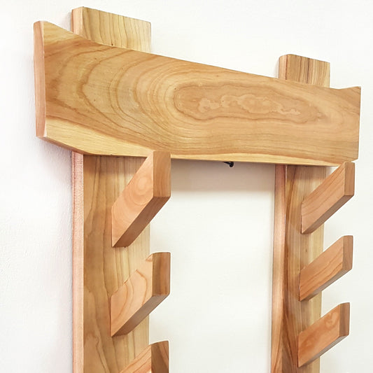 The Wall Stand for Weapons Japanese Style - Sword, Bokken, Staff - 8 Layer - Natural Wood (Ash)
