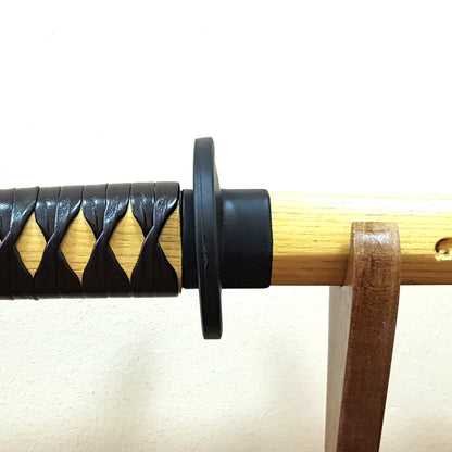 Wooden bokken Daito 102 cm (40.1") with groove, patterned rubber tsuba and dome, saya, tsukamaki for Aikido and Kendo - Robinia Wood
