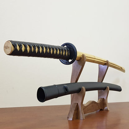 Wooden bokken Daito 102 cm (40.1") with groove, patterned rubber tsuba and dome, saya, tsukamaki for Aikido and Kendo - Robinia Wood