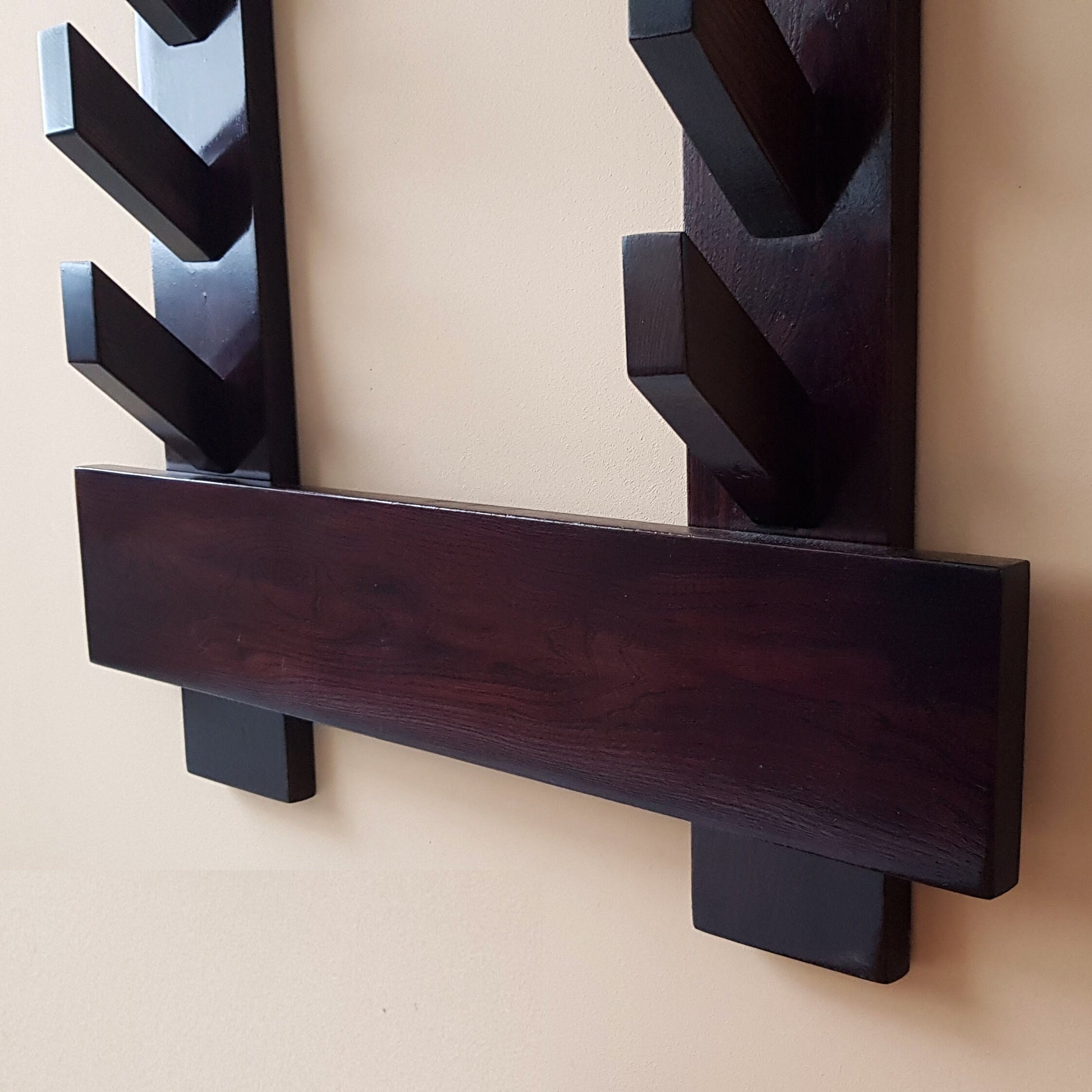 The Wall Stand for Weapons Japanese Style - Sword, Bokken, Staff - 8 Layer - Natural Wood (Ash Brown)
