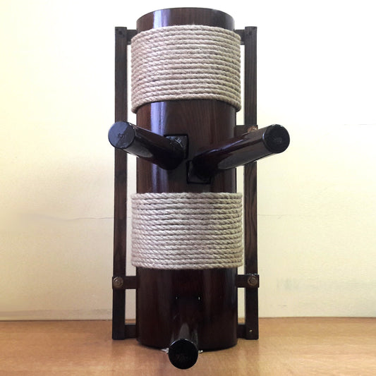 Compact Wing Chun Wooden Dummy with Rope and without a Leg (Muk Yan Jong) – Wall Mounted – European Ash