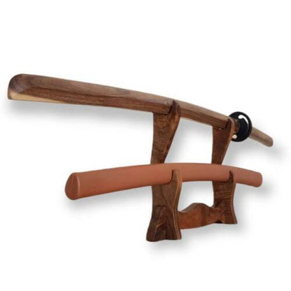 Wooden bokken Daito 102 cm (40.1") with patterned rubber tsuba and dome, plastic saya for Iaido - Walnut